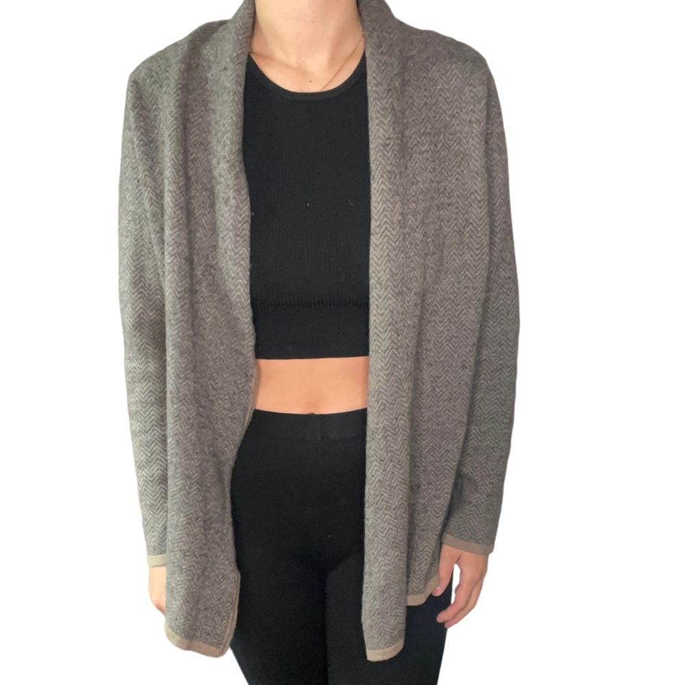 Cynthia Rowley Merino Wool Blend Shawl Wrap Sweater - Picture 2 of 12